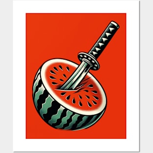 Katana in Watermelon Posters and Art